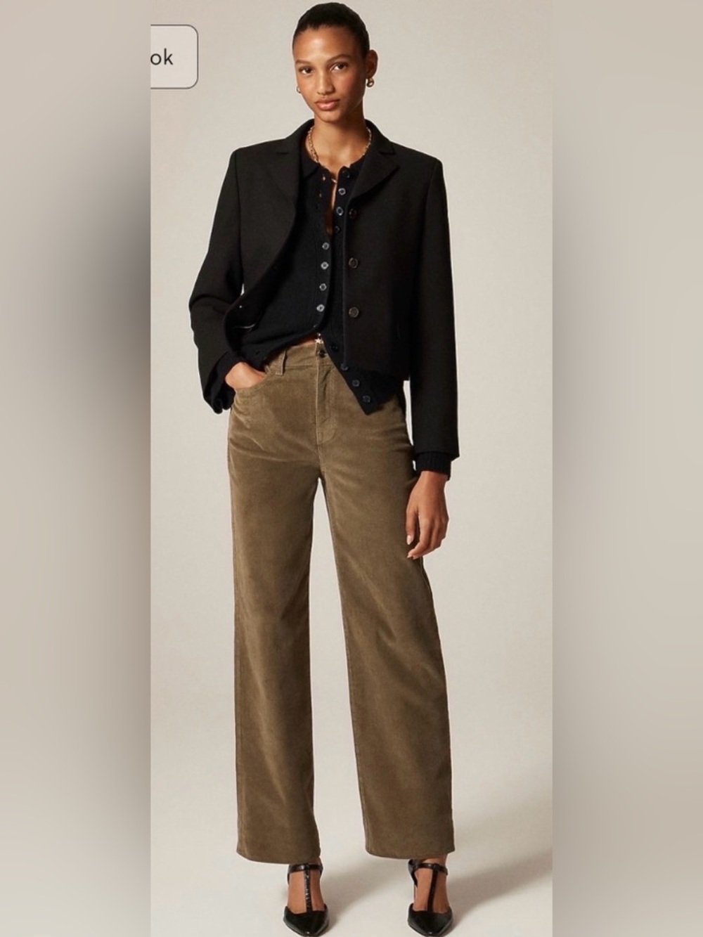 J.Crew Slim-wide pant in corduroy in frosty olive